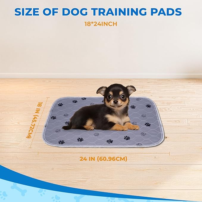 Fostanfly Reusable Puppy Pads, 2 Pack 18"x 24" Washable Pee Pads for Dogs, Absorbent and Leakproof Wee Wee Mat, Waterproof Non Slip Training Mats for Potty, Crate, Playpen, Bed, Sofa-PurrikoPets