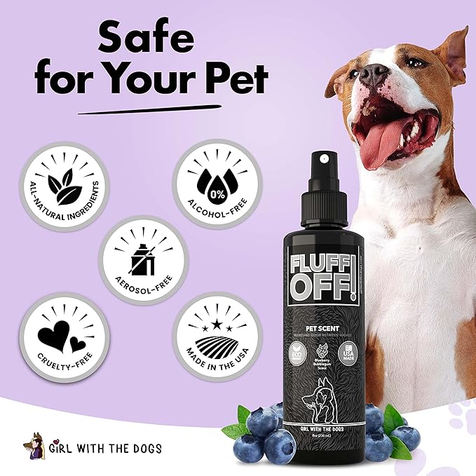 FLUFF OFF Pet Scent (Blueberry Bubblegum) 8 Oz - for Cats and Dogs - Made in USA-PurrikoPets