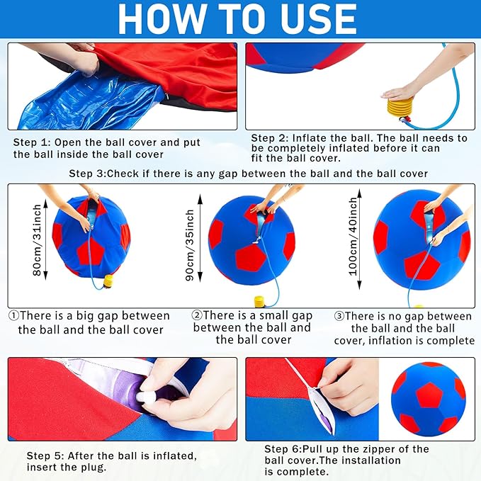 40inch Giant Herding Ball with Ball Cover Anti Burst Please Watch VCR for How to Inflation Horse Toys for Horses Stall Entertainment Play, Pump Included(Colorful,Classic)-PurrikoPets