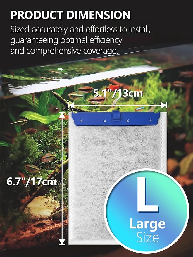 6 Pack Large Fish Tank Filter Cartridges Compatible with Tetra Whisper Bio-Bag Filters, Turtle Tank Filter Replacement for Whisper 20i, 40i / IQ20, 30, 45, 60 / PF20, 30, 40, 60 & ReptoFilter-PurrikoPets