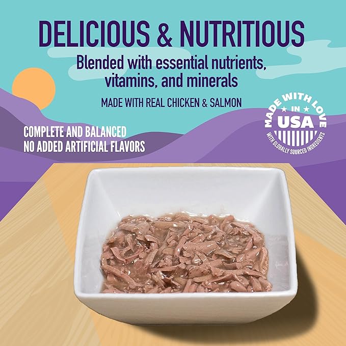 A Strong Heart Canned Wet Cat Food, Chicken & Salmon Dinner in Gravy - 5.5 oz Cans (Pack of 24), Made in The USA with Real Chicken & Salmon-PurrikoPets