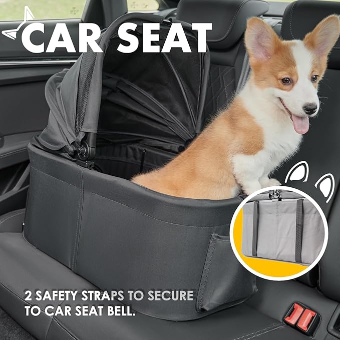 3 in 1 Pet Stroller with Removable Carrier, Folding Stroller for Small/Medium Dogs and Cats, Waterproof, All-Terrain, with Sun Shades, Car Seat-PurrikoPets