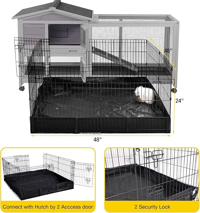 Aivituvin Rabbit Playpen Pet Pen Small Animal Cage with Waterproof Liner - Extension Playpen-PurrikoPets