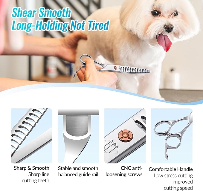Dog Grooming Scissors: 7 inch Pet Chunker Shears Made Of Japanese 440c Advanced Stainless Steel Professional Grooming Scissors for Dogs Cats and Other Pets-PurrikoPets