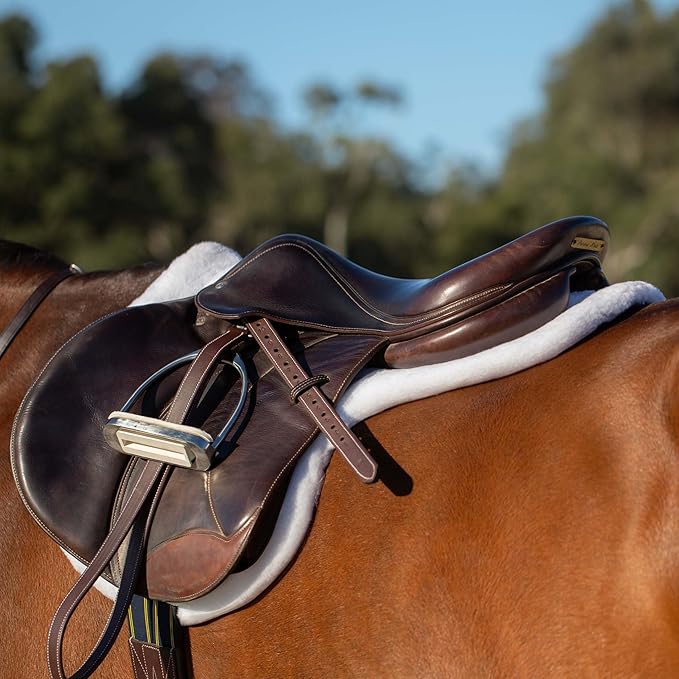 Equinavia Eidsvoll Close Contact English Saddle Pad | Horse Saddle Pad with Shock Absorbing Fleece Top | Hook & Loop Billet Straps, Secure Fit | Breathable for All Riding Styles-PurrikoPets