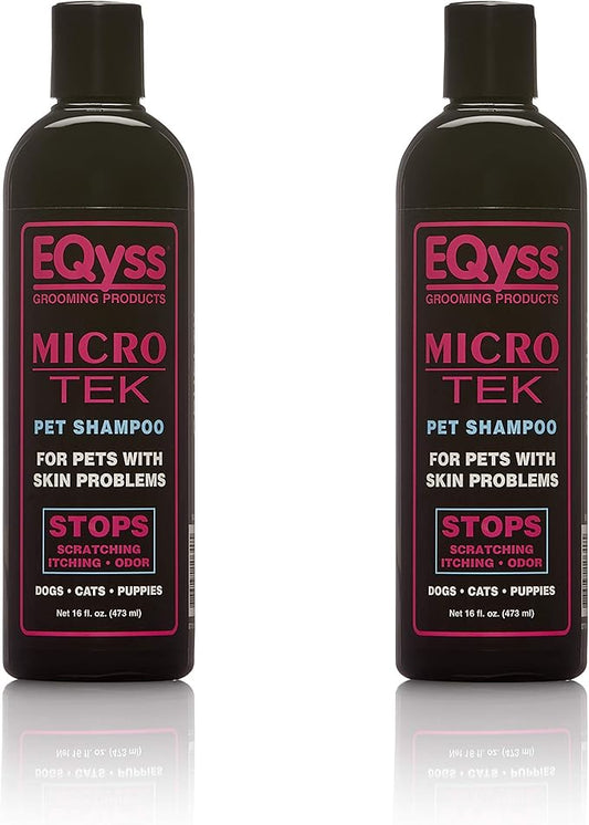 EQyss Micro-Tek Pet Shampoo - Stops Scratching, Itching, Biting, or Licking Hot Spots. Perfect for Pets with Skin Problems. 16 oz-PurrikoPets