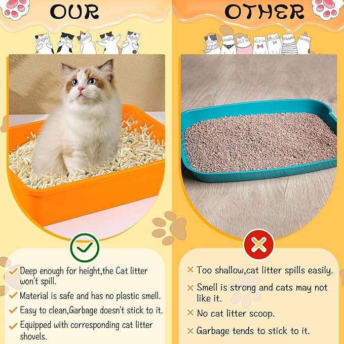 6 Pcs Kitten Small Litter Box Set, Plastic Kitten Litter Pan with 6 Scooper Cat Litter Box Cat Litter Box Travel Toilet for Small Pet Kitty Bunny Guinea Pig-PurrikoPets