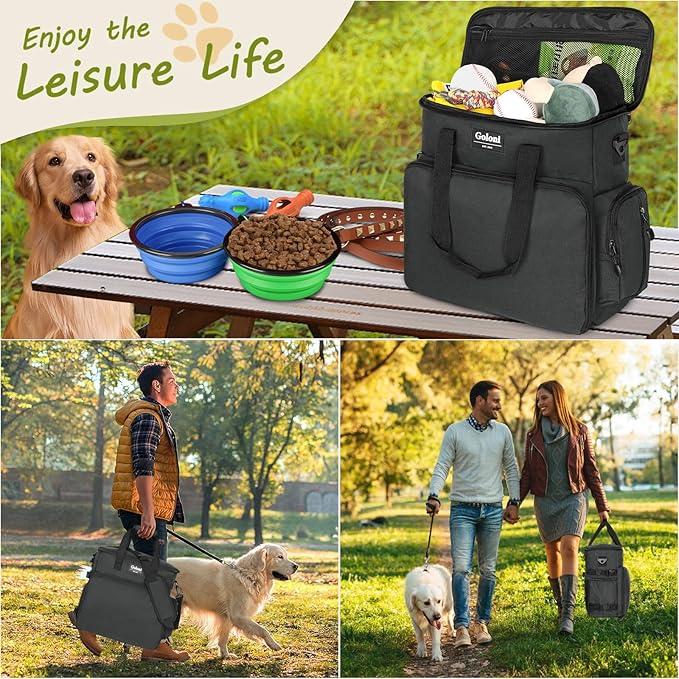 Dog Travel Bag Airline Approved–Pet Travel Tote with Collapsible Bowls,Food Containers & Feeding Mat–Multi-Pocket Organizer for Dogs & Cats, Durable & Water-Resistant for Hiking,Trips,Outdoors-PurrikoPets