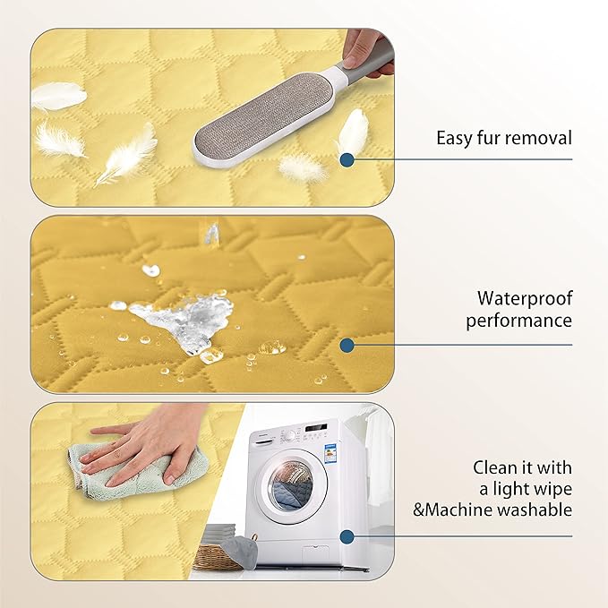 gogobunny 100% Double-Sided Waterproof Dog Bed Cover Pet Blanket Sofa Couch Furniture Protector for Puppy Large Dog Cat, Reversible (52x82 Inch (Pack of 1), Dark Yellow/Light Yellow)-PurrikoPets