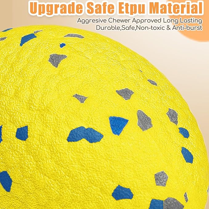 4.72" Indestructible Large Rugby Balls for Aggressive Chewers Durable Olive Bouncy Interactive Football Toy for Dogs Fetch Game Lightweight Floating Outdoor Training, Yellow-PurrikoPets