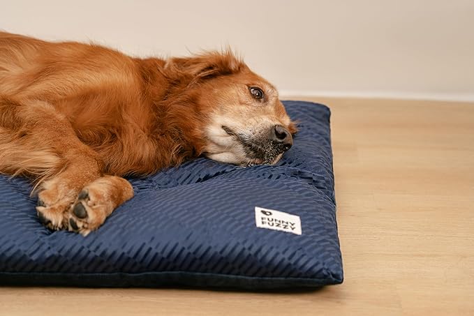 FUNNY FUZZY Washable Dog Bed,Reversible Plush Dog Crate Mat, Soft Fluffy Kennel Pad,Pet Sleeping Mattress for Jumbo,X-Large Sized Dogs Breeds,2XL,48"× 31",Midnight Blue-PurrikoPets