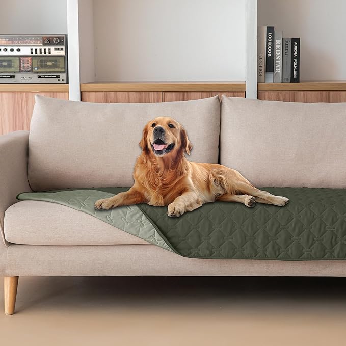 gogobunny 100% Double Sided Waterproof Dog Blanket Soft Pet Bed Cover Reversible Protect Furniture Couch Sofa Car for Puppy Cat Kids (Dark Olive/Light Olive, 30x80 Inch (Pack of 1))-PurrikoPets