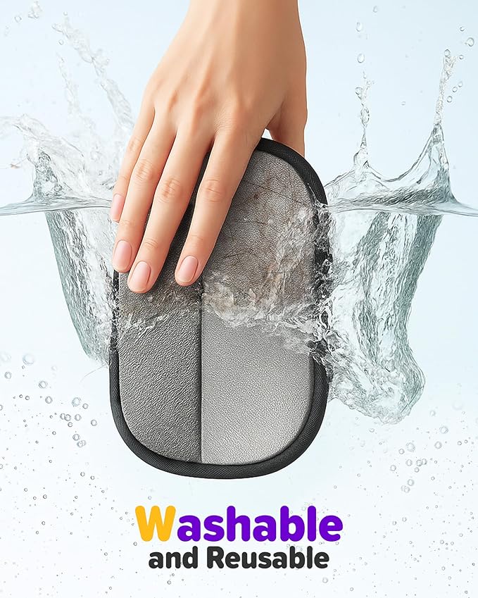 2025 Thickened Electrostatic Pet Hair Removal Gloves (2 Pcs) - Reusable Strong Grooming Gloves for Cats & Dogs, Hair Remover for Couch, Furniture, Carpet, Car Seats & Clothing (Purple)-PurrikoPets