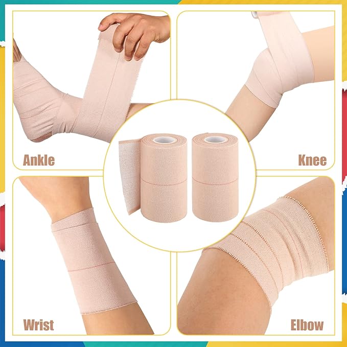 4 Rolls Elastic Tape Adhesive Elastic Tape Self Adhesive Bandage Wrap Flexible Stretch Bandages for Sports Ankle, Knee and Wrist Sprains Animal Pets, 5 Yard (4 Inch in Width)-PurrikoPets