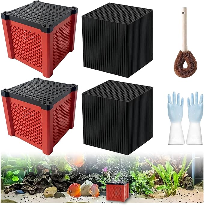 2 PCS 2026 New Pure Cube Water Trough Filter 2.0, Eco-Aquarium with Honeycomb Charcoal, Super Strong Filtration Activated Carbon Filter Media for Fish Tanks, Horse Troughs, Ponds & Livestock Tanks-PurrikoPets