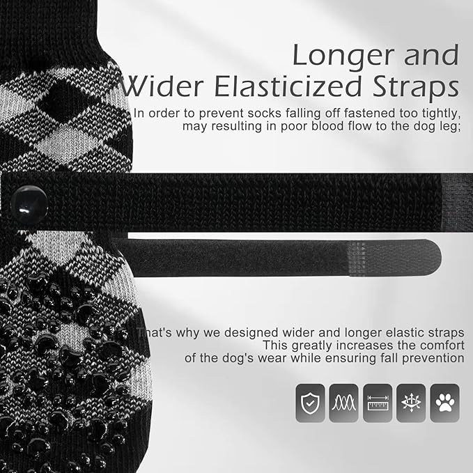 EXPAWLORER Anti Slip Dog Socks to Prevent Licking Paws, Dog Shoes for Hot Pavement, Dog Booties for Small Medium Large Senior Dogs, Traction Control Dog Boots & Paw Protectors for Hardwood Floors-PurrikoPets