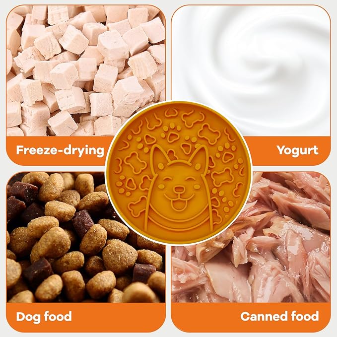 Dogs Slow Feeder Bowl,Silicone Dogs Bowl,Non-Slip Design, Puppy Pattern Interval Eating Slowly. (Peach Pink)-PurrikoPets