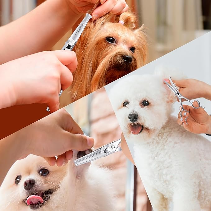 Dog Grooming Scissors: 3 in 1 Pet Shears Set Made Of Advanced Stainless Steel Alloy for Trimming Dogs Cats and Other Pets Face and Paws-PurrikoPets
