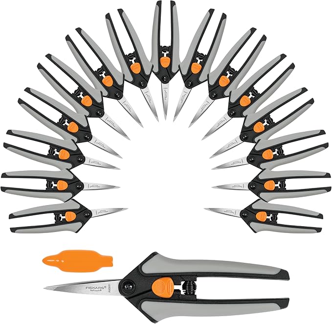 Fiskars 15pc Micro-Tip Pruning Snip Set, Precision Stainless Steel Blades, Softgrip Handles for Deadheading, Trimming & Shaping Small Plants-PurrikoPets