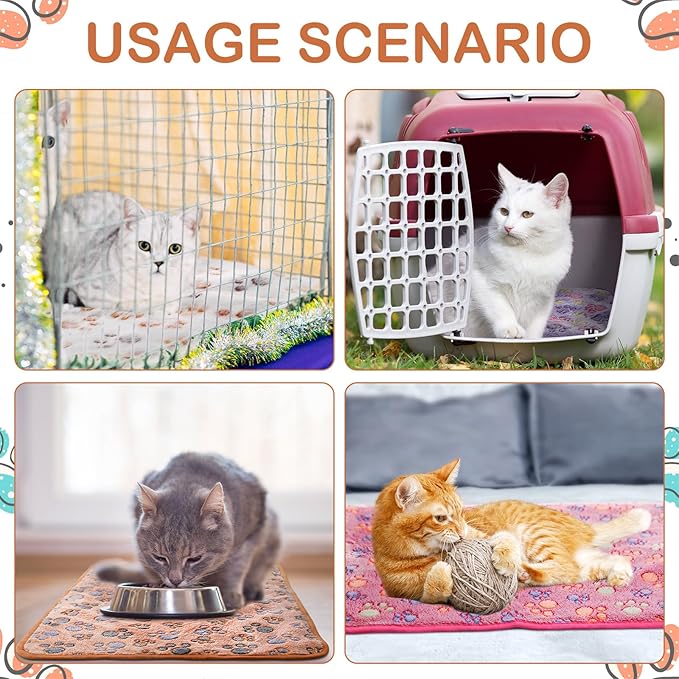 4 Pcs Waterproof Guinea Pig Blankets Washable Small Animal Fleece Bedding Absorbent Guinea Pig Cage Liners Reusable Pet Pee Pad Sleep Mat Pad Cover for Hamster Ferret (Paw Print, 18 x 13 Inch)-PurrikoPets