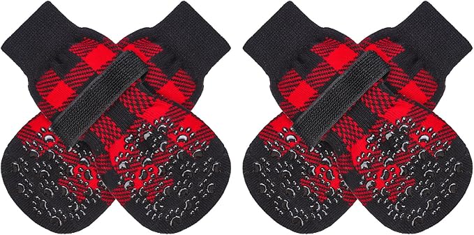 EXPAWLORER Anti-Slip Dog Socks-Double Sides Grips Traction Control on Hardwood Floor,Dog Shoes for Hot/Cold Pavement,Best Paw Protector,Prevents Licking,for Puppy Small Medium Large Senior Dogs-PurrikoPets