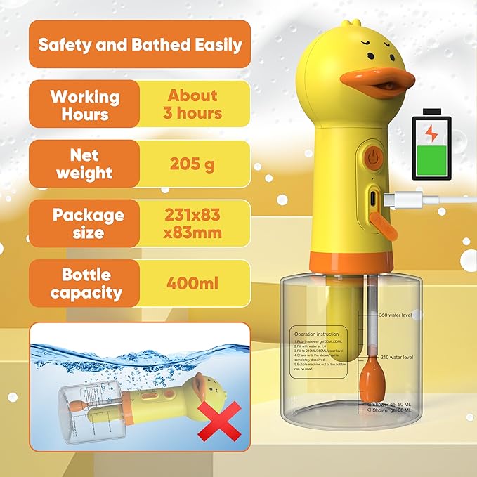 Electric Dog Shampoo Dispenser Dog Shampoo Sprayer Duck Shampoo Foamer for Pet, Foaming Soap Dispenser for Bathtub, Kitchen Sink Cleaning-PurrikoPets