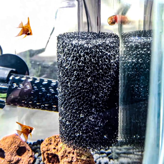 6X Pre-Filter Sponge for Aquarium Shrimp Fry Fish Tank Filter Pump Prefilter Sponge Replacement Foam Cover 3.2 X 1.6 Inch with 0.6" Hole Diameter-PurrikoPets