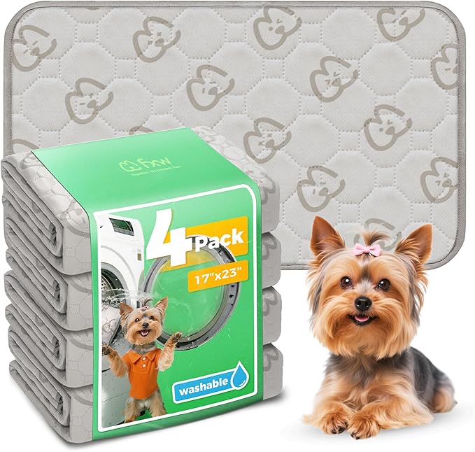 FXW Washable Pee Pads for Dogs, Puppy Pads with Super Absorbent, Specifically Designed for 24inch Cages, 23" × 17" Rectangle, Khaki, 4 Packs-PurrikoPets