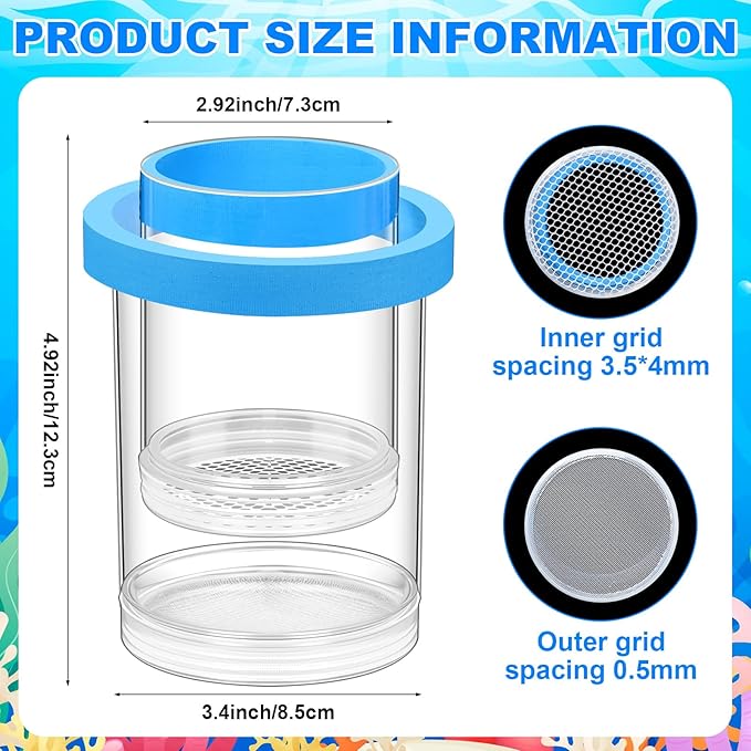2 Pcs Breeder Box for Fish Tank Aquarium Breeder Separation Net Breeding Box with Suction Cup for Small Fish Shrimp Clownfish Guppy(Blue,L)-PurrikoPets