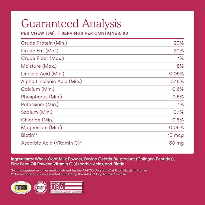 Fera Pets Goat Milk Topper - Cat & Dog Skin and Coat Supplement with Collagen, Biotin & Vitamin C - Helps Maintain Normal Skin Moisture - Promotes a Shiny Coat - for Picky Eaters - 60 TSP-PurrikoPets