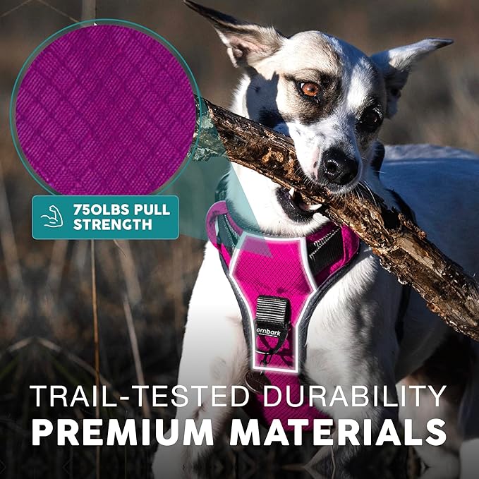 Embark Adventure Dog Harness, Reflective Trim No Pull Dog Harness for Large Dogs - Military Grade Nylon, Front Clip with Gel Lined Handle.-PurrikoPets