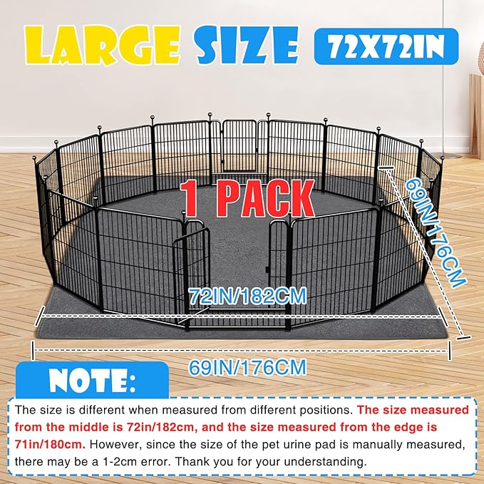 1 Pack Extra Large Washable Pee Pads for Dogs 72"x72" Reusable Dog Mat for Floor Non-Slip Waterproof Pee Pads for Dogs Fast Absorbent Pet Whelping Pads Puppy Playpen Mat for Incontinence, Housebreak-PurrikoPets