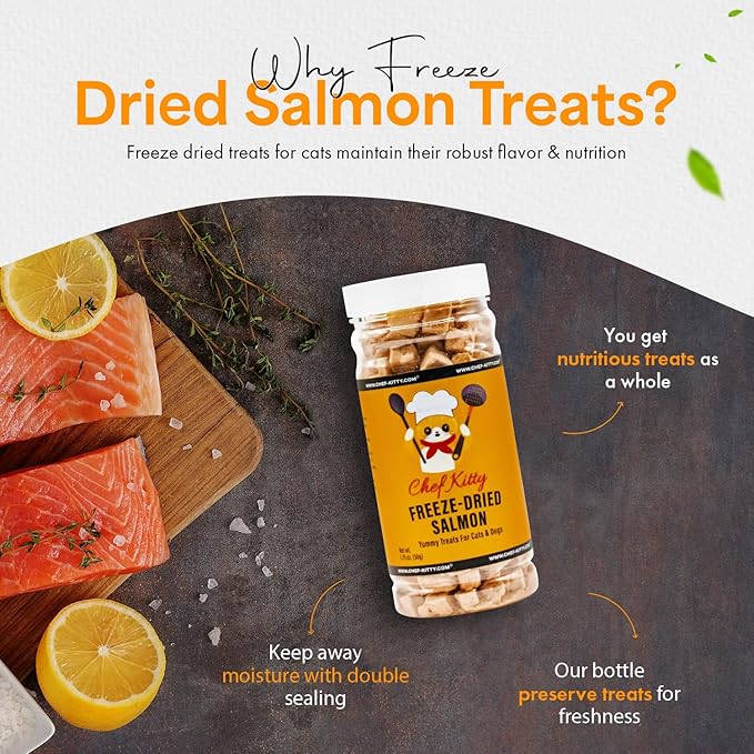 Freeze-Dried Salmon Treats for Cats & Dogs – 100% Wild Caught, Single Ingredient, High-Protein, Healthy Snack – No Additives or Preservatives – 1.4oz - Inspected & Tested in USA-PurrikoPets