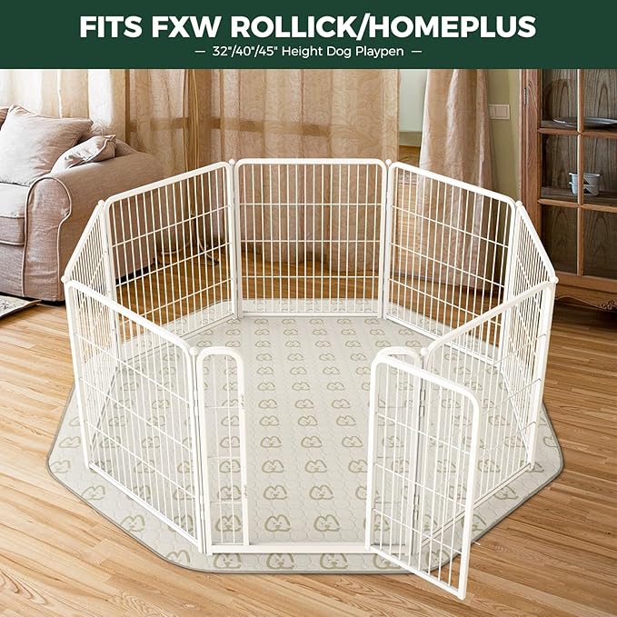 FXW Washable Pee Pads for Dogs, Puppy Pads with Super Absorbent, Specifically Designed for FXW Rollick/Homeplus 32/40/45inch 8 Panels Dog Playpen, 34" Octagon, Khaki, 2 Packs-PurrikoPets