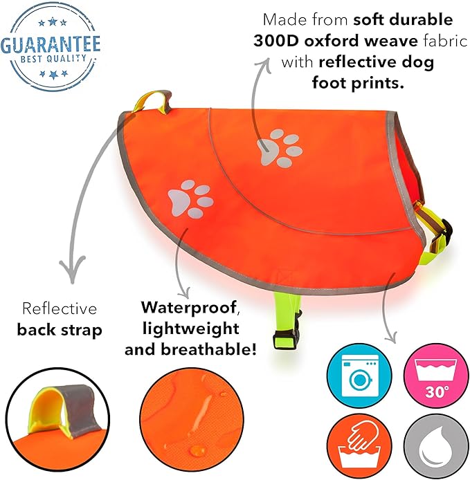 Dog Reflective Vest - Comfortable Jacket Safety Hunting, High Visibility for Dogs with Elastic Straps and Clasp Closure- Orange,X- Large-PurrikoPets