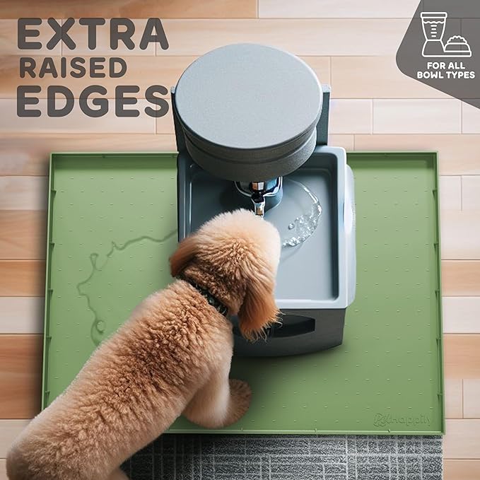 32x24x1” XL Dog Food Mat - All Purpose Under Sink Liner, Washer and Dryer Covers for The Top, Silicone Griddle Mat for Blackstone - Raised Edges Dog Mat for Food and Water Prevent Spill, Waterproof-PurrikoPets