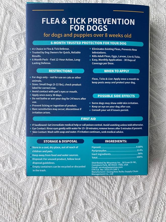 Flea and Tick Prevention for Small Dogs, 6-Month Supply Dog Flea and Tick Treatment Drops, Topical Fast-Acting Dog Flea Treatment for Small Dogs Up to 5 to 22 lbs-PurrikoPets