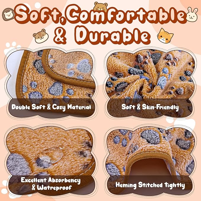 3 Pcs Washable Guinea Pig Blankets Absorbent Small Animal Fleece Bedding Cage Liners Reusable Pet Pee Pad Sleep Mat Pad Cover for Hamster Ferret Rabbit Chinchilla Hedgehog (Multi, Muitisize)-PurrikoPets