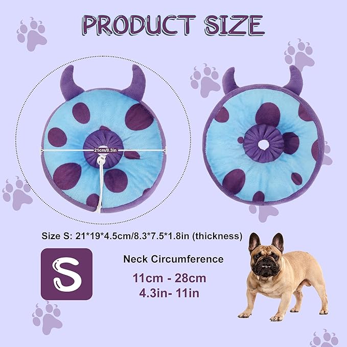Adjustable Cat Collar Soft to Stop Licking After Surgery for Kitten, Alternative to Cone of Shame, Donut Cone for Cats, Pet Elizabethan Collar (Monster, Small)-PurrikoPets