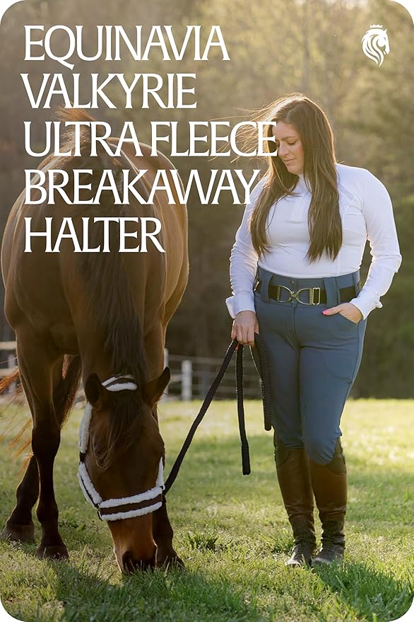 Equinavia Valkyrie Soft Ultra Fleece Padded Adjustable Breakaway Horse Halter - Brown/Ivory White - Cob-PurrikoPets