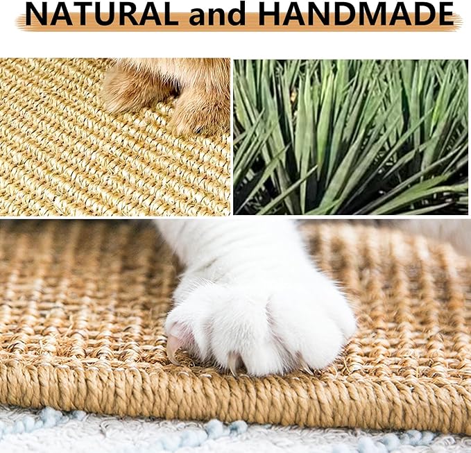 2PCS Rabbit Scratch Mat Natural Bunny Scratching Pad Claws and Teeth Care Rabbit Mats for Cages Chew Toys for Bunny Pet Cage Bedding for Biting Sleeping Nesting, 24x16-PurrikoPets