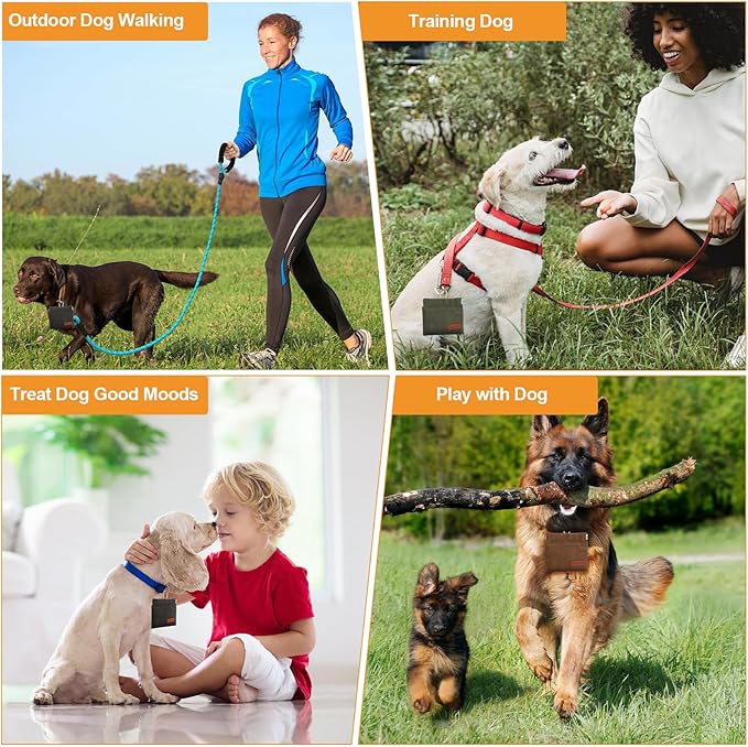 2PC Dog Treat Pouch,Dog Training Treat Reward Bag,Portable Puppy Hand Free Dog Walking Bag,Auto Closing Dog Food Dispenser,Behavior Aids for Puppy Travel or Outdoor(Grey+Khaki)-PurrikoPets