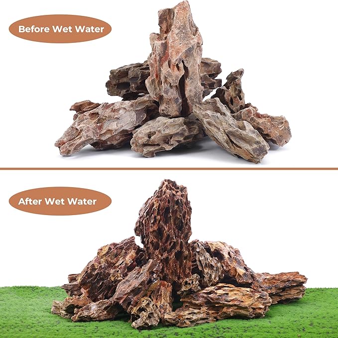 6-8 Inches Natural Dragon Stone 6 PCS Aquarium Rocks for Aquascaping, Aquarium Landscaping, Terrariums, Fish Tank Decoration, Vivariums, Paludarium, Reptile and Amphibian Enclosures-PurrikoPets