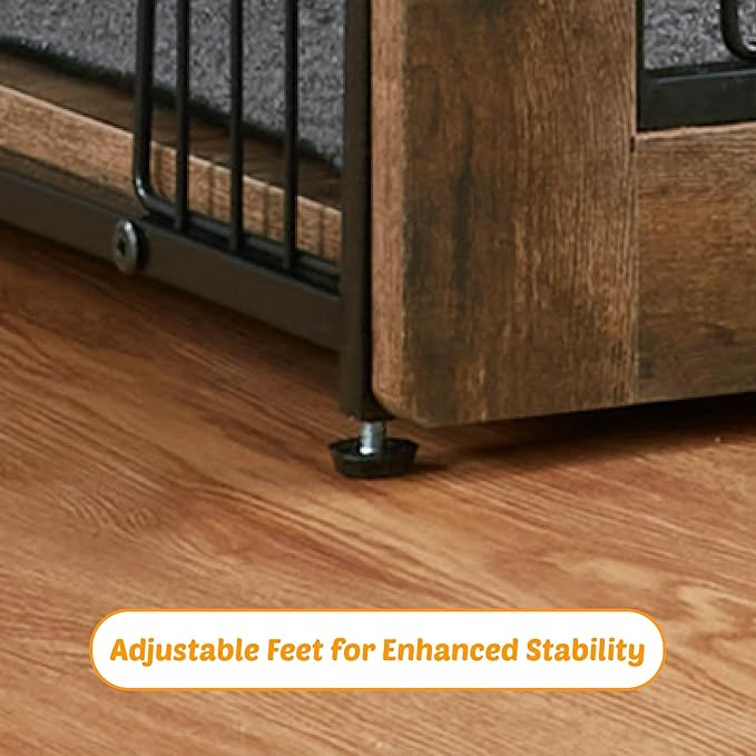 Dog Kennel Furniture, Wooden Dog Crate End Table, Heavy Duty Dog Crate, Decorative Pet Crate Dog Cage for Large Indoor Use (Rustic Brown) 27" L×20" W×23" H-PurrikoPets