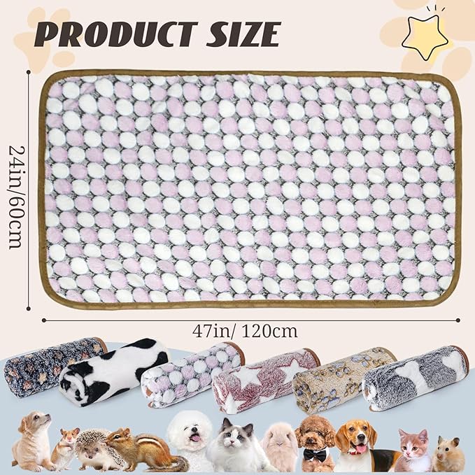6 Pcs Washable Guinea Pig Blankets Absorbent Small Animal Fleece Bedding Cage Liners Reusable Pet Pee Pad Sleep Mat Pad Cover for Hamster Ferret Rabbit Chinchilla Hedgehog (Black, 24" x 47")-PurrikoPets