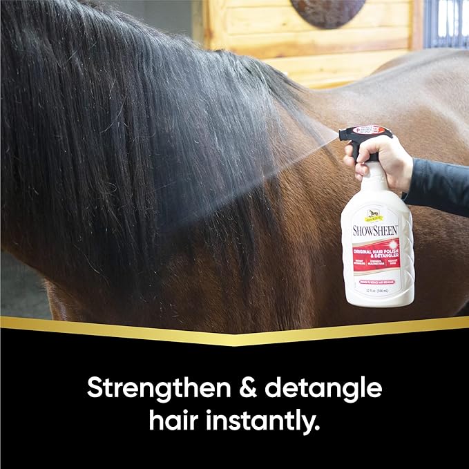 Absorbine ShowSheen Hair Polish & Detangler 32oz Spray Bottle, Horse and Dog Coat, Mane and Tail, Instant Detangling & Reduces Hair Breakage for Healthy Grooming & Radiant Shine-PurrikoPets