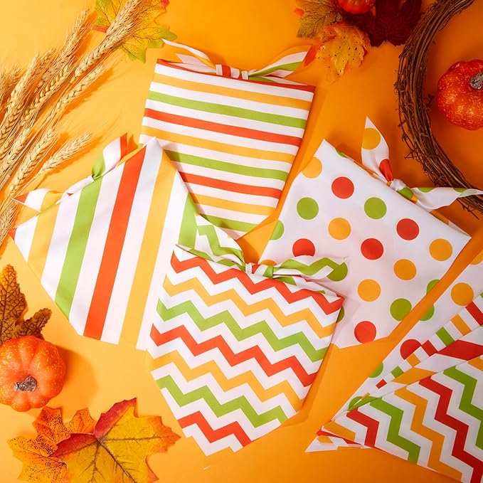 100 Pieces Fall Dog Bandanas Bulk Colorful Autumn Bandanas for Dogs with Polka Dot Stripe Wave Patterns for Pets Doggies Fall Autumn Thanksgiving Party Costume Accessories-PurrikoPets