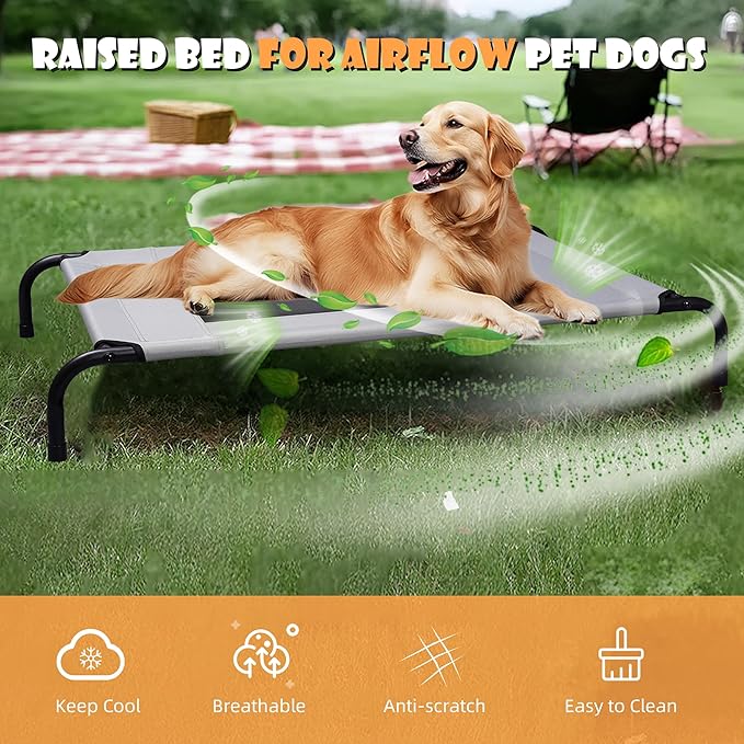Elevated Dog Bed Raised Dog Bed Outdoor for Large Medium Size Dogs Place Bed Easy Clean Breathable, Comfortable,Rugged Durable Raised Pet Bed Up to 130 lbs,42in-PurrikoPets