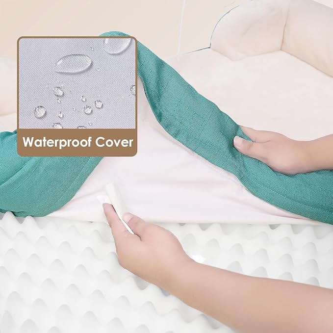 EHEYCIGA Orthopedic Dog Bed, Waterproof Memory Foam, Turquoise Blue, 30"L x 20"W x 6.5"Th-PurrikoPets