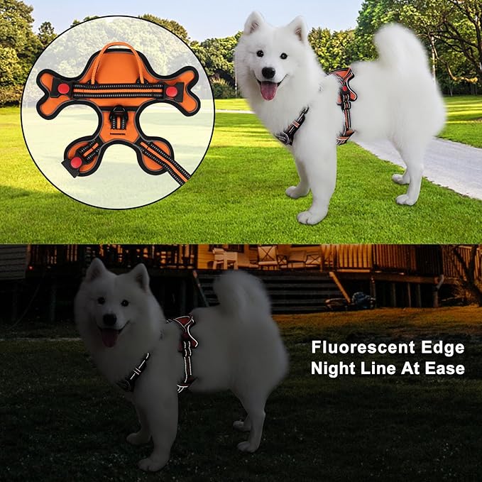 Dog Harness, Adjustable Reflective Dog Vest No Pull Dog Harness with Badge and Bow Tie for Puppy Small Medium Large Dogs-PurrikoPets